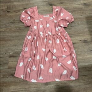 LOFT Blush Pink Dress with White Pattern